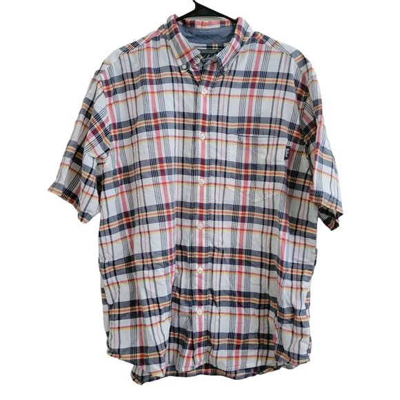 Vintage Woolrich Button Up Shirt Mens Size XL Plaid Short Sleeve Cotton - Picture 1 of 5
